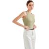 imageSUUKSESS Women Padded Cotton Ribbed Tank Tops 2025 High Neck Racerback Basic TopsLight Green