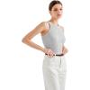 imageSUUKSESS Women Padded Cotton Ribbed Tank Tops 2025 High Neck Racerback Basic TopsLight Grey
