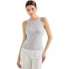 imageSUUKSESS Women Padded Cotton Ribbed Tank Tops 2025 High Neck Racerback Basic TopsLight Grey