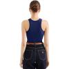 imageSUUKSESS Women Padded Cotton Ribbed Tank Tops 2025 High Neck Racerback Basic TopsNavy