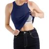 imageSUUKSESS Women Padded Cotton Ribbed Tank Tops 2025 High Neck Racerback Basic TopsNavy