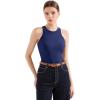 imageSUUKSESS Women Padded Cotton Ribbed Tank Tops 2025 High Neck Racerback Basic TopsNavy