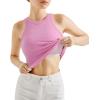imageSUUKSESS Women Padded Cotton Ribbed Tank Tops 2025 High Neck Racerback Basic TopsPink
