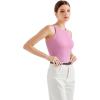 imageSUUKSESS Women Padded Cotton Ribbed Tank Tops 2025 High Neck Racerback Basic TopsPink