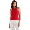 imageSUUKSESS Women Padded Cotton Ribbed Tank Tops 2025 High Neck Racerback Basic TopsRed