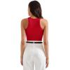 imageSUUKSESS Women Padded Cotton Ribbed Tank Tops 2025 High Neck Racerback Basic TopsRed