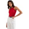 imageSUUKSESS Women Padded Cotton Ribbed Tank Tops 2025 High Neck Racerback Basic TopsRed