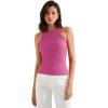 imageSUUKSESS Women Padded Cotton Ribbed Tank Tops 2025 High Neck Racerback Basic TopsRose Red