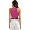 imageSUUKSESS Women Padded Cotton Ribbed Tank Tops 2025 High Neck Racerback Basic TopsRose Red