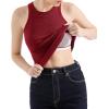 imageSUUKSESS Women Padded Cotton Ribbed Tank Tops 2025 High Neck Racerback Basic TopsWine Red