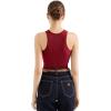 imageSUUKSESS Women Padded Cotton Ribbed Tank Tops 2025 High Neck Racerback Basic TopsWine Red