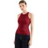 imageSUUKSESS Women Padded Cotton Ribbed Tank Tops 2025 High Neck Racerback Basic TopsWine Red