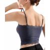 imageSUUKSESS Women Lace Double Lined Camisole Top Spaghetti Strap Going Out Tank TopAsh