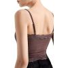 imageSUUKSESS Women Lace Double Lined Camisole Top Spaghetti Strap Going Out Tank TopBrown