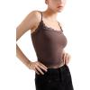 imageSUUKSESS Women Lace Double Lined Camisole Top Spaghetti Strap Going Out Tank TopBrown