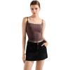 imageSUUKSESS Women Lace Double Lined Camisole Top Spaghetti Strap Going Out Tank TopBrown
