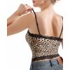 imageSUUKSESS Women Lace Double Lined Camisole Top Spaghetti Strap Going Out Tank TopCheetah