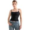 imageSUUKSESS Women Lace Double Lined Camisole Top Spaghetti Strap Going Out Tank TopJet Black