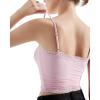 imageSUUKSESS Women Lace Double Lined Camisole Top Spaghetti Strap Going Out Tank TopPink