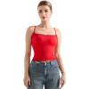 imageSUUKSESS Women Lace Double Lined Camisole Top Spaghetti Strap Going Out Tank TopRed