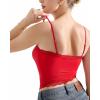 imageSUUKSESS Women Lace Double Lined Camisole Top Spaghetti Strap Going Out Tank TopRed