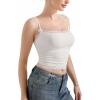 imageSUUKSESS Women Lace Double Lined Camisole Top Spaghetti Strap Going Out Tank TopWhite Beige