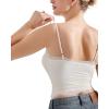 imageSUUKSESS Women Lace Double Lined Camisole Top Spaghetti Strap Going Out Tank TopWhite Beige