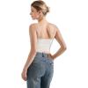 imageSUUKSESS Women Lace Double Lined Camisole Top Spaghetti Strap Going Out Tank TopWhite Beige
