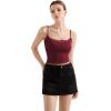 imageSUUKSESS Women Lace Double Lined Camisole Top Spaghetti Strap Going Out Tank TopWine Red