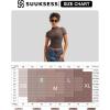 imageSUUKSESS Women Sexy Mesh Sheer Short Sleeve Tops Mock Neck Ruched Going Out ShirtsPurple