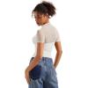 imageSUUKSESS Women Sexy Mesh Sheer Short Sleeve Tops Mock Neck Ruched Going Out ShirtsSnow White