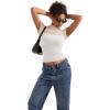 imageSUUKSESS Women Sexy Mesh Sheer Short Sleeve Tops Mock Neck Ruched Going Out ShirtsSnow White