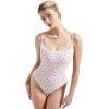 imageSUUKSESS Women Square Neck Lace Bodysuit Sleeveless Spaghetti Strap Tank TopLove Print