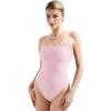 imageSUUKSESS Women Square Neck Lace Bodysuit Sleeveless Spaghetti Strap Tank TopPink