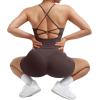 imageSUUKSESS Women 2 Piece Workout Sets Scrunch Butt Shorts with Pockets Padded Tank TopsDeep Brown