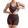 imageSUUKSESS Women 2 Piece Workout Sets Scrunch Butt Shorts with Pockets Padded Tank TopsDeep Brown