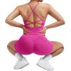 imageSUUKSESS Women 2 Piece Workout Sets Scrunch Butt Shorts with Pockets Padded Tank TopsPeach