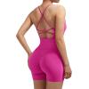 imageSUUKSESS Women 2 Piece Workout Sets Scrunch Butt Shorts with Pockets Padded Tank TopsPeach