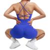 imageSUUKSESS Women 2 Piece Workout Sets Scrunch Butt Shorts with Pockets Padded Tank TopsPeacock Blue