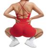 imageSUUKSESS Women 2 Piece Workout Sets Scrunch Butt Shorts with Pockets Padded Tank TopsRed
