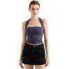 imageSUUKSESS Women Double Lined Halter Going Out Tops Open Back Basic Cami Tank TopsAsh