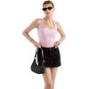 imageSUUKSESS Women Double Lined Halter Going Out Tops Open Back Basic Cami Tank TopsBlush