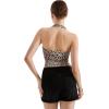 imageSUUKSESS Women Double Lined Halter Going Out Tops Open Back Basic Cami Tank TopsCheetah