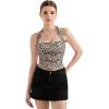 imageSUUKSESS Women Double Lined Halter Going Out Tops Open Back Basic Cami Tank TopsCheetah
