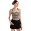 imageSUUKSESS Women Double Lined Halter Going Out Tops Open Back Basic Cami Tank TopsCheetah
