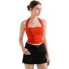 imageSUUKSESS Women Double Lined Halter Going Out Tops Open Back Basic Cami Tank TopsDream Red