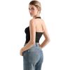 imageSUUKSESS Women Double Lined Halter Going Out Tops Open Back Basic Cami Tank TopsJet Black