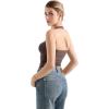 imageSUUKSESS Women Double Lined Halter Going Out Tops Open Back Basic Cami Tank TopsMocha
