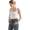 imageSUUKSESS Women Double Lined Halter Going Out Tops Open Back Basic Cami Tank TopsWhite Beige