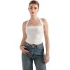 imageSUUKSESS Women Double Lined Halter Going Out Tops Open Back Basic Cami Tank TopsWhite Beige